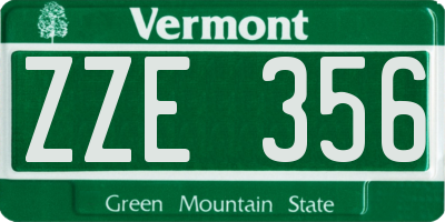 VT license plate ZZE356