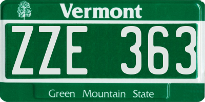 VT license plate ZZE363
