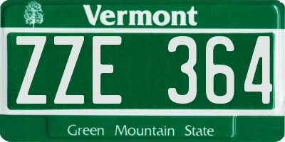 VT license plate ZZE364