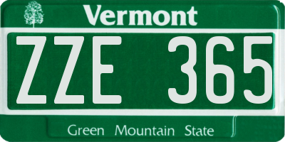 VT license plate ZZE365