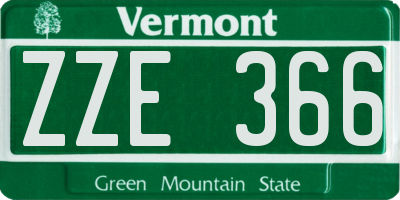 VT license plate ZZE366