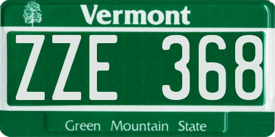 VT license plate ZZE368