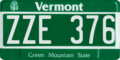 VT license plate ZZE376