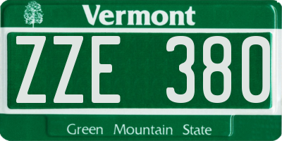 VT license plate ZZE380