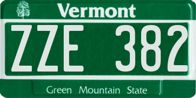 VT license plate ZZE382