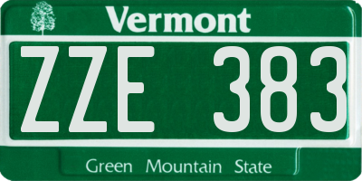 VT license plate ZZE383