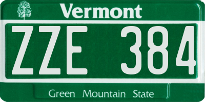 VT license plate ZZE384