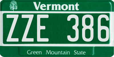 VT license plate ZZE386