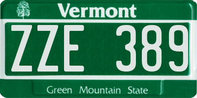 VT license plate ZZE389