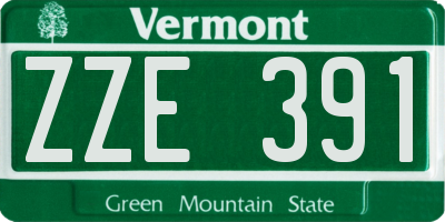 VT license plate ZZE391