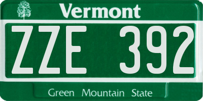 VT license plate ZZE392