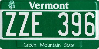 VT license plate ZZE396