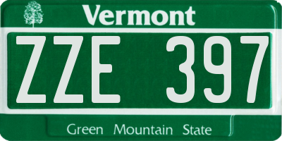 VT license plate ZZE397