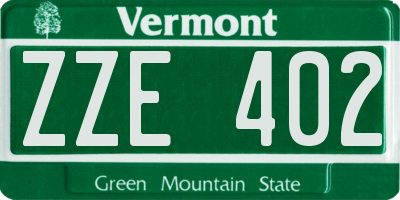 VT license plate ZZE402
