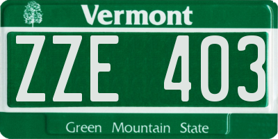 VT license plate ZZE403
