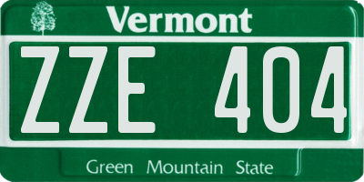 VT license plate ZZE404