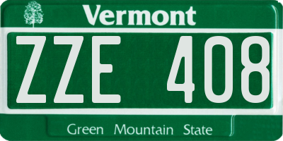 VT license plate ZZE408