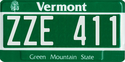 VT license plate ZZE411
