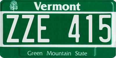 VT license plate ZZE415