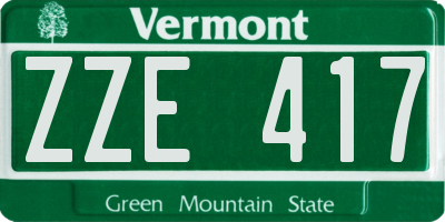 VT license plate ZZE417