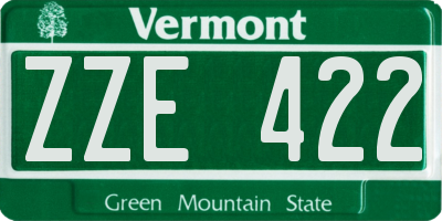 VT license plate ZZE422