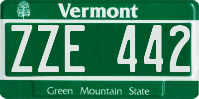 VT license plate ZZE442
