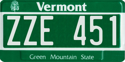VT license plate ZZE451