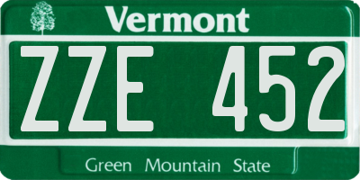 VT license plate ZZE452