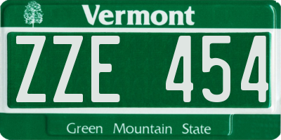 VT license plate ZZE454