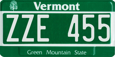 VT license plate ZZE455