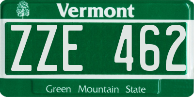 VT license plate ZZE462