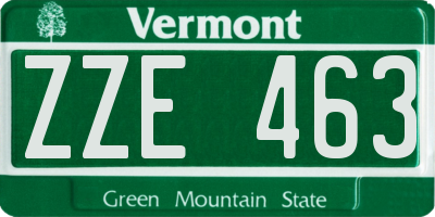 VT license plate ZZE463