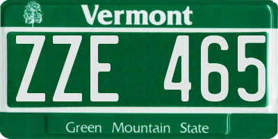 VT license plate ZZE465