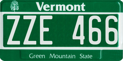 VT license plate ZZE466