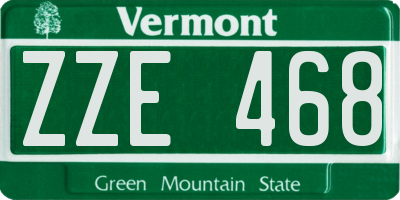VT license plate ZZE468