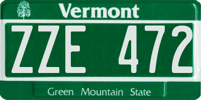 VT license plate ZZE472