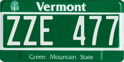 VT license plate ZZE477