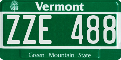 VT license plate ZZE488