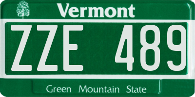 VT license plate ZZE489