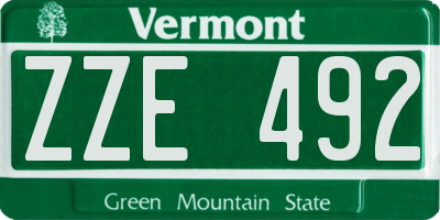 VT license plate ZZE492