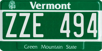 VT license plate ZZE494