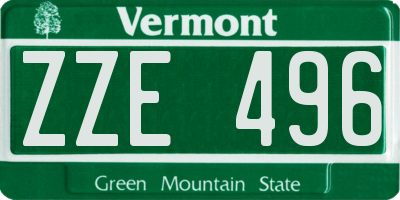 VT license plate ZZE496