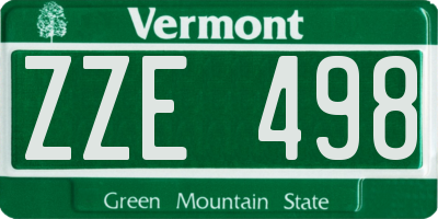 VT license plate ZZE498