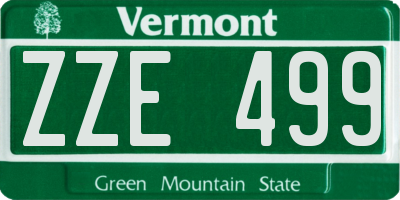 VT license plate ZZE499