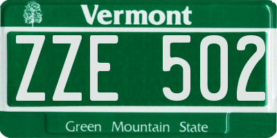 VT license plate ZZE502