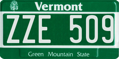 VT license plate ZZE509