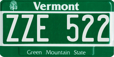 VT license plate ZZE522