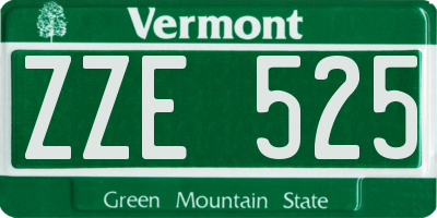 VT license plate ZZE525