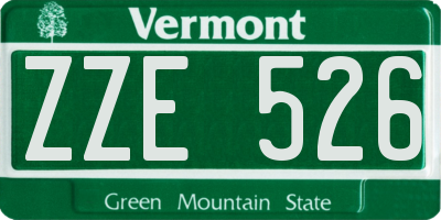 VT license plate ZZE526