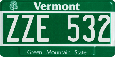 VT license plate ZZE532